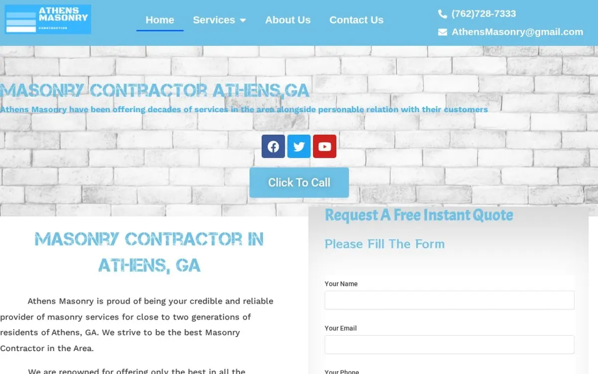 The Masonry Contractor Athens GA website as built