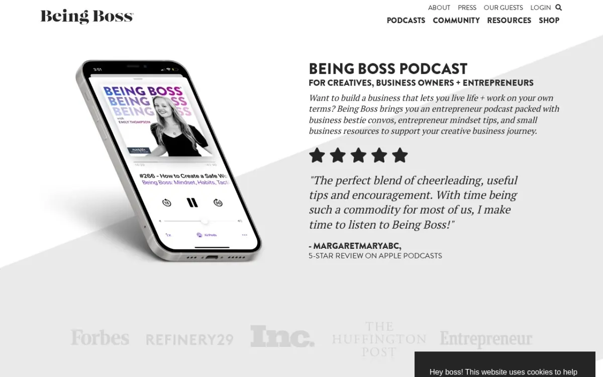 The Being Boss website as built