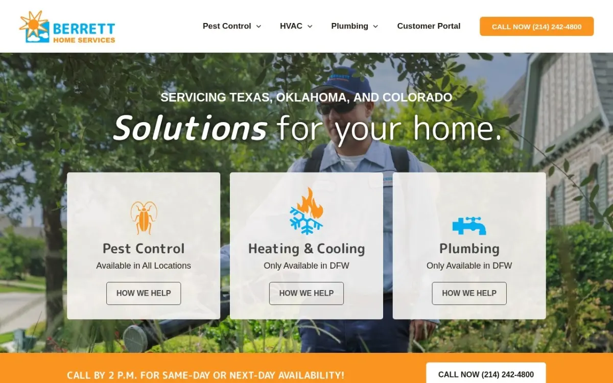 The Berrett Home Services website as built
