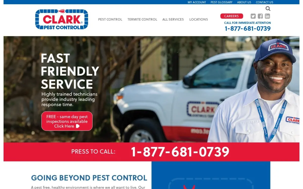 The Clark Pest Control website as built
