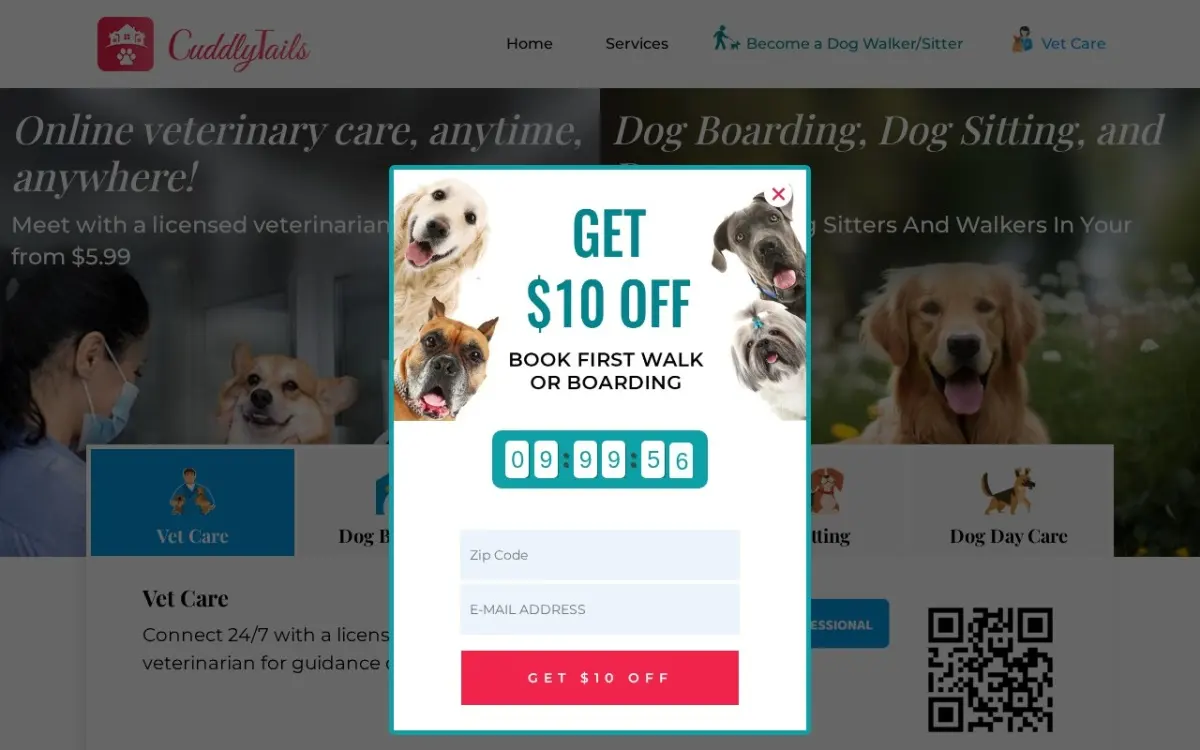 The Book Dog Sitting website as built