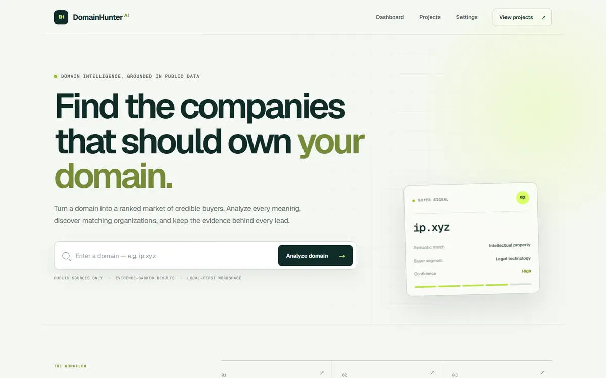DomainHunter AI website