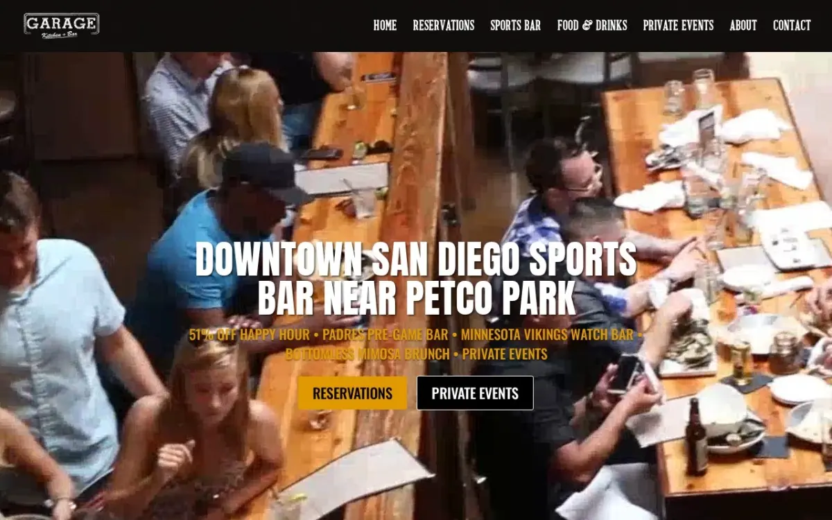 The Downtown San Diego Sports Bar Happy Hour and Brunch website as built