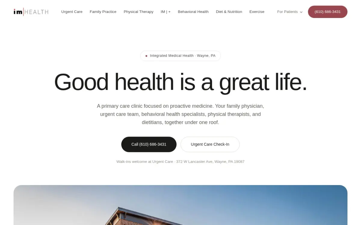 The IM Health website as built