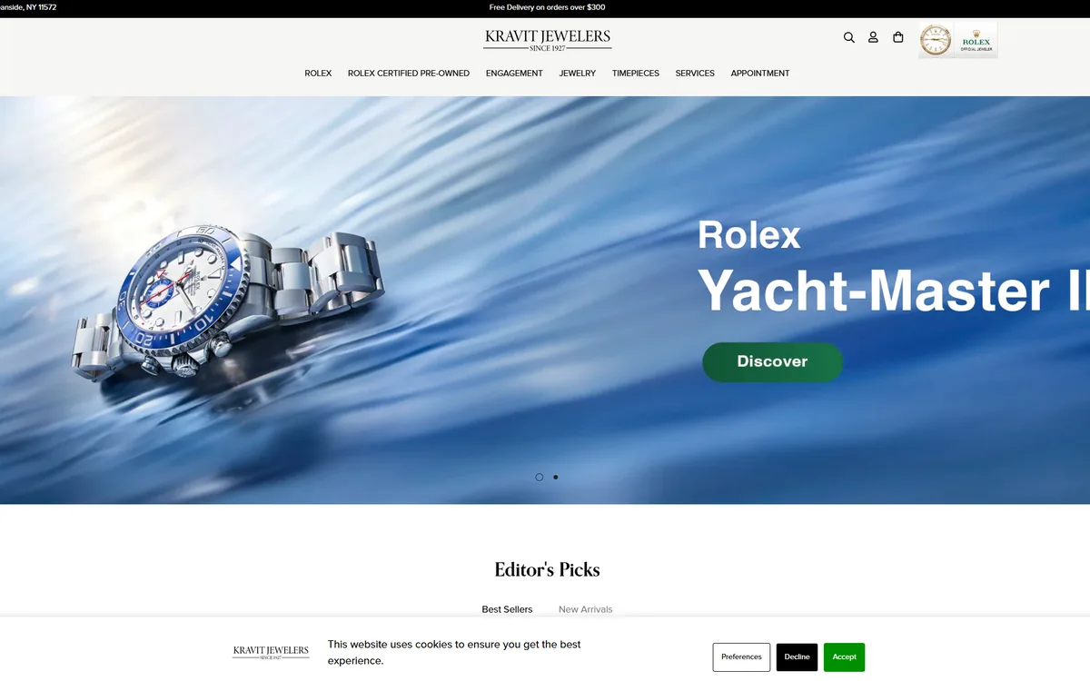 The Kravitjewelers website as built