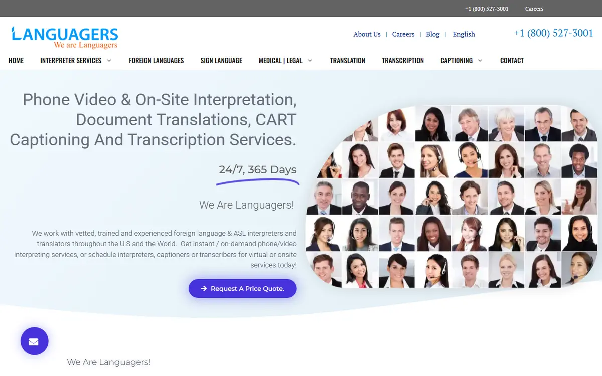 The 350 Foreign Language Translators website as built