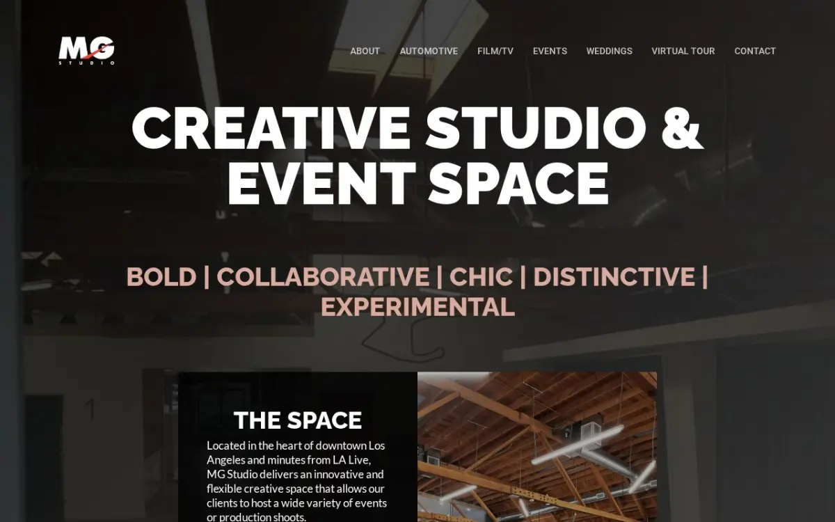 The MG Studio website as built