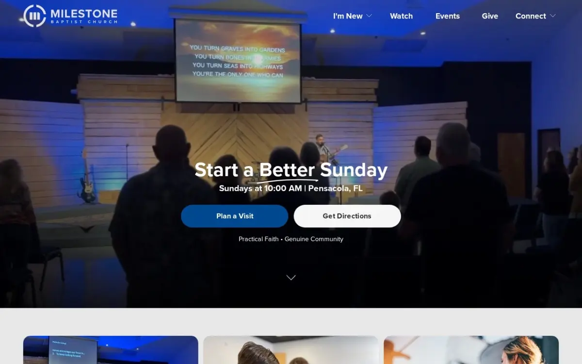 The Milestone Baptist Church website as built