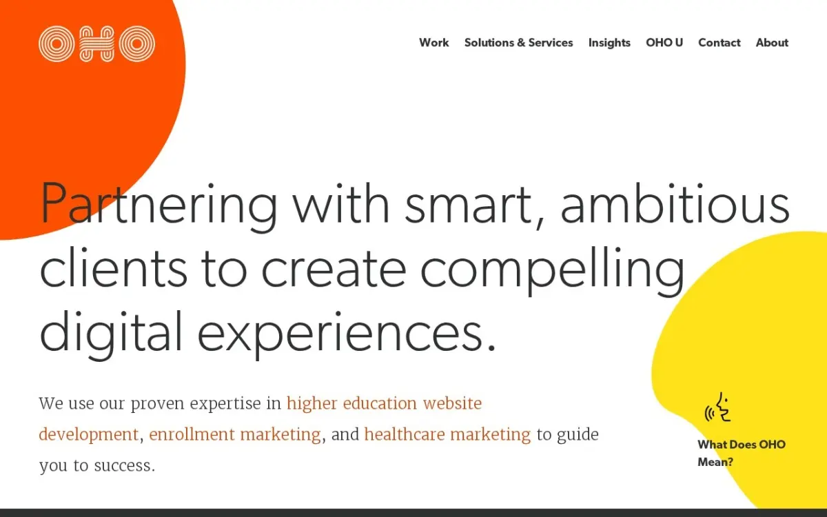 The OHO: Digital Marketing Agency + Website Agency website as built