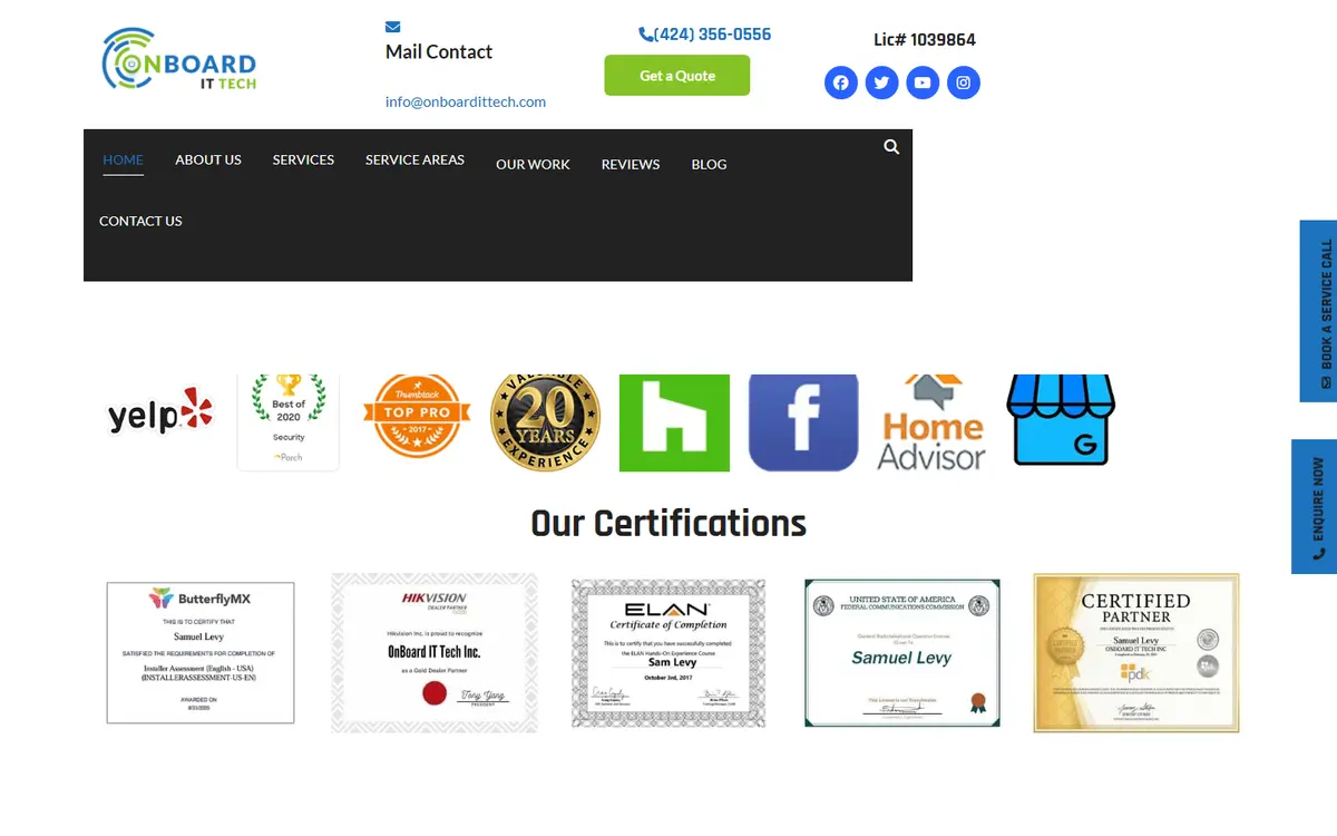 The #1 Security System Installation in Los Angeles website as built