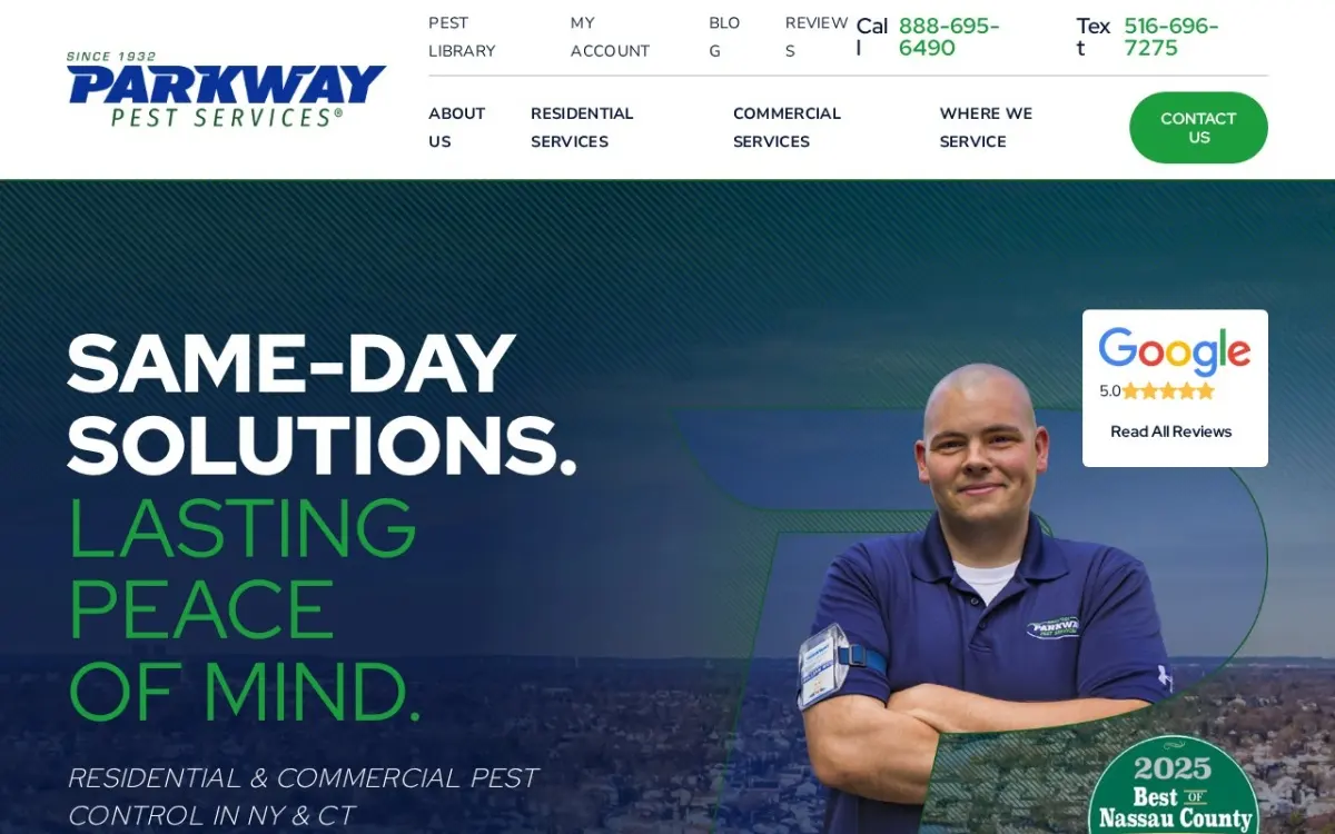 Parkway Pest Services website