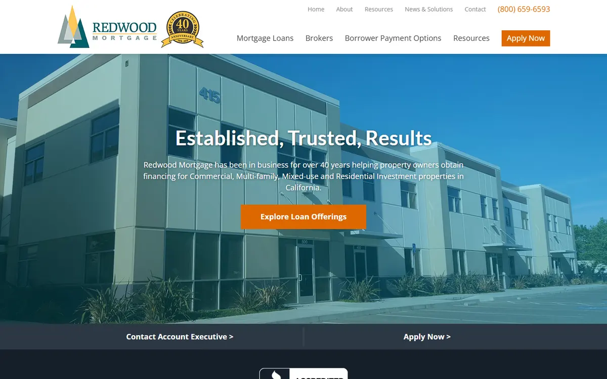 The Redwood Mortgage website as built