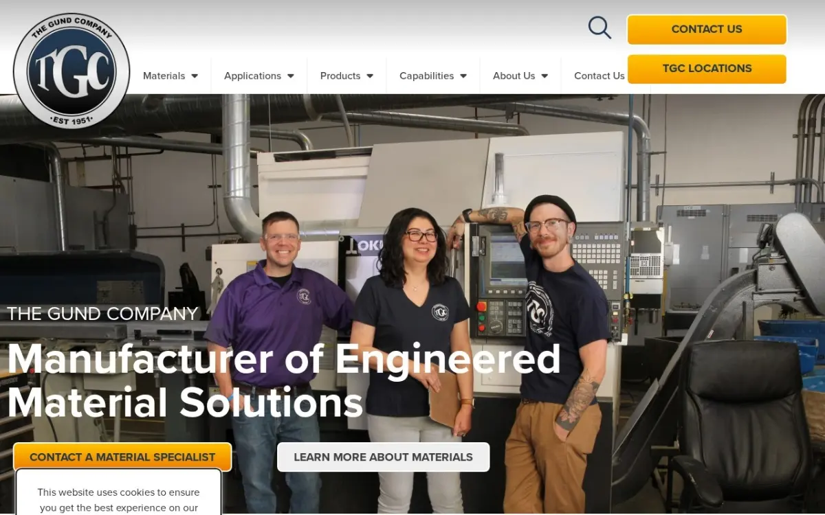 The The Gund Company website as built