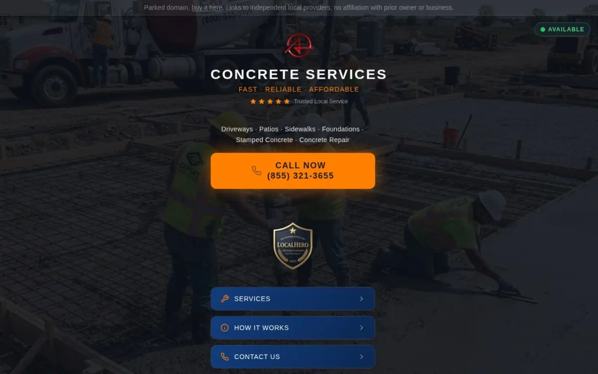 The Concrete Contractor website as built