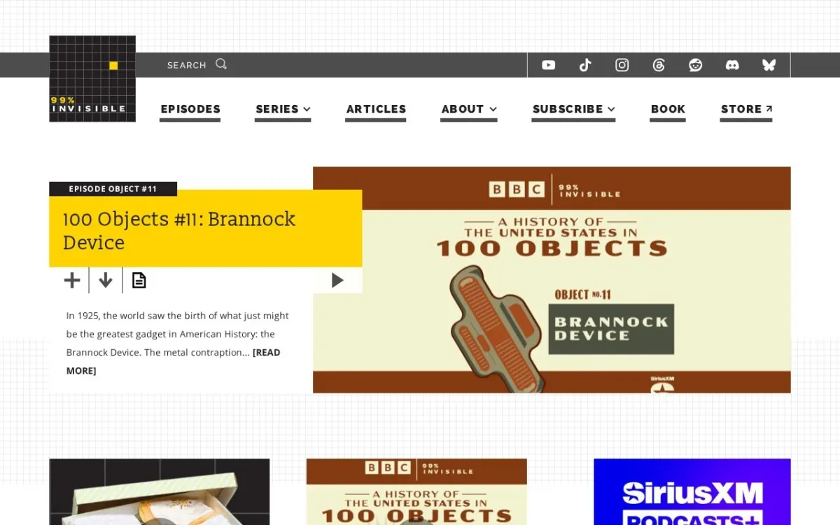 The 99% Invisible website as built
