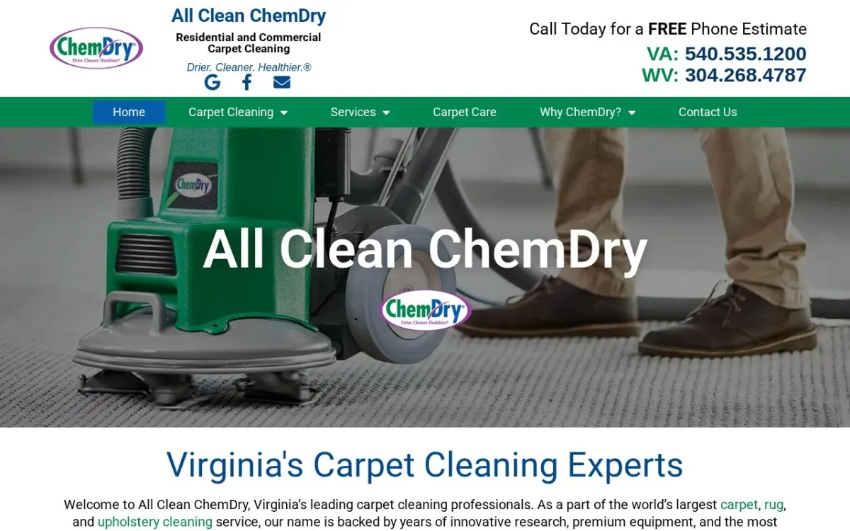 The All Clean ChemDry website as built