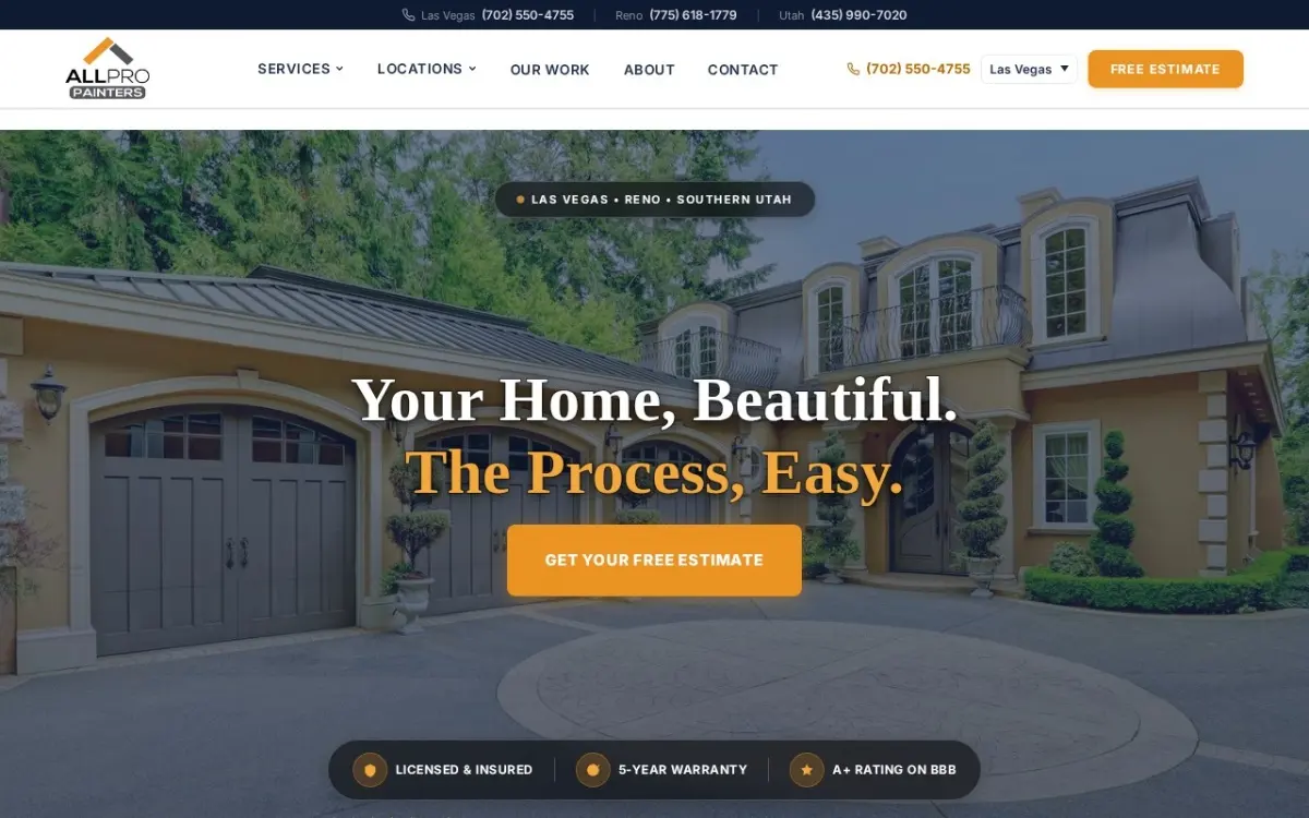 The Allpropainters website as built