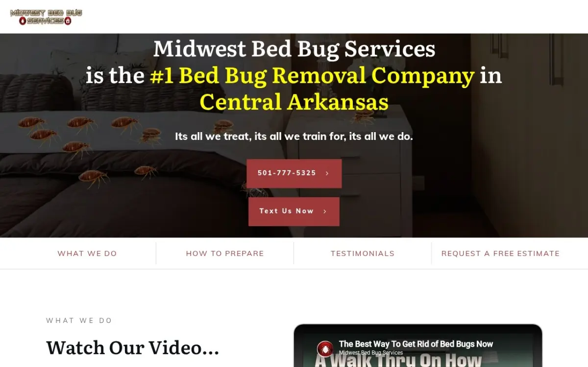 The Bed Bug Removal Company website as built