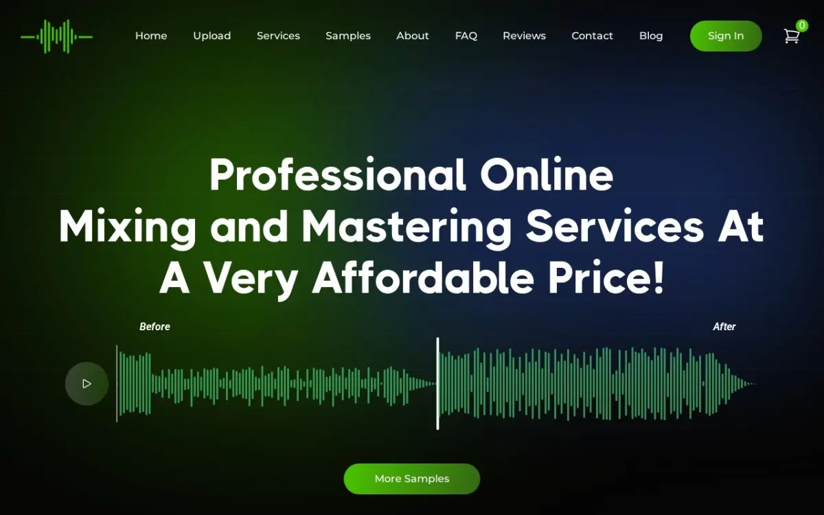 The Audio Mixing Mastering website as built