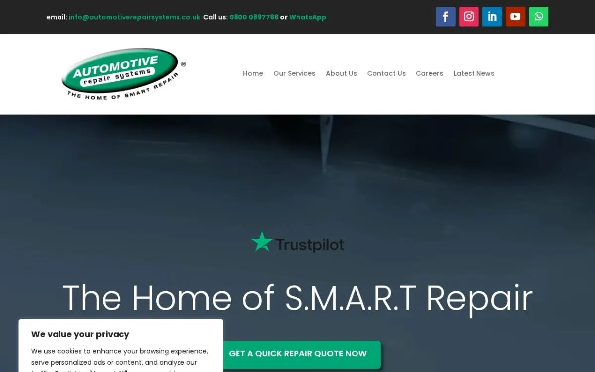 The Automotive Repair Systems website as built
