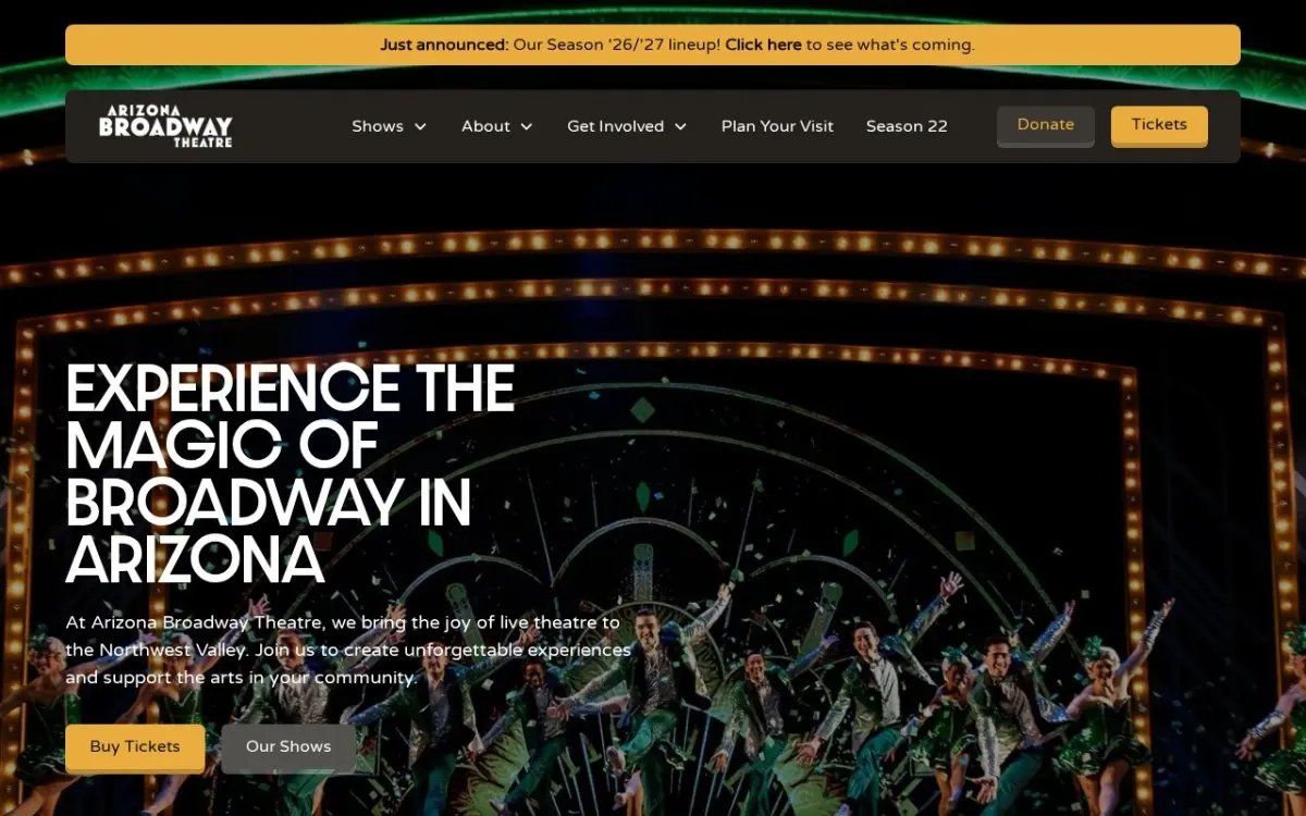 The Arizona Broadway Theatre website as built