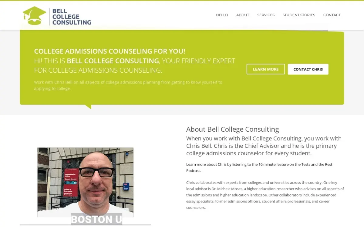 The Bell College Consulting website as built