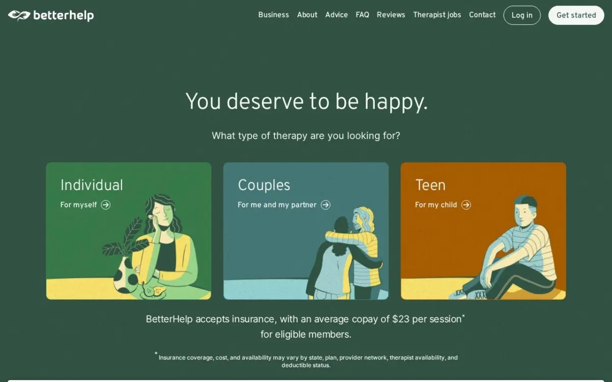 The BetterHelp website as built