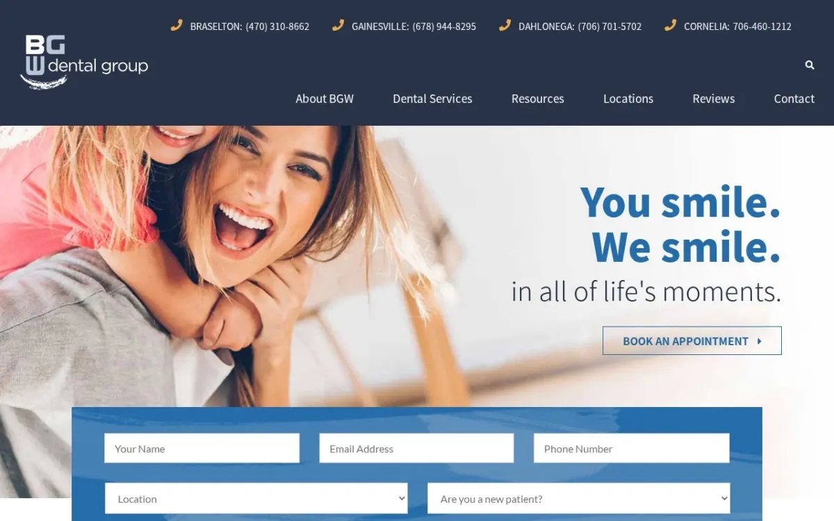 The BGW Dental Group website as built