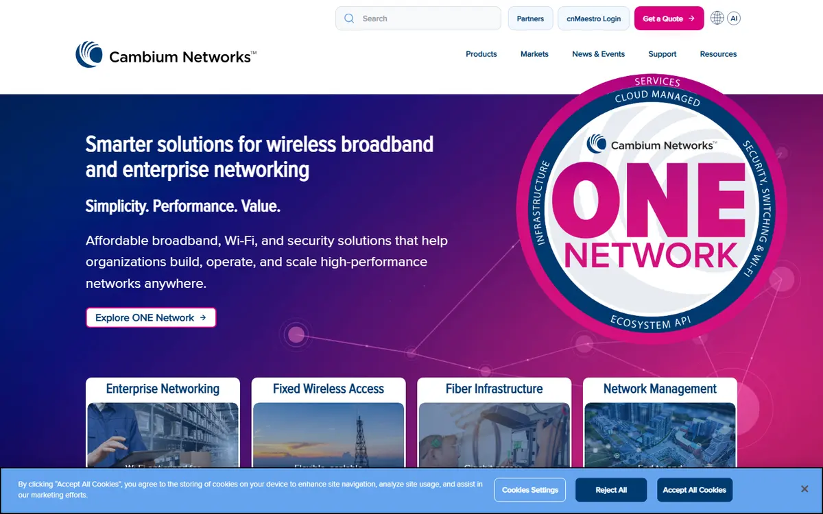 The Cambium Networks website as built