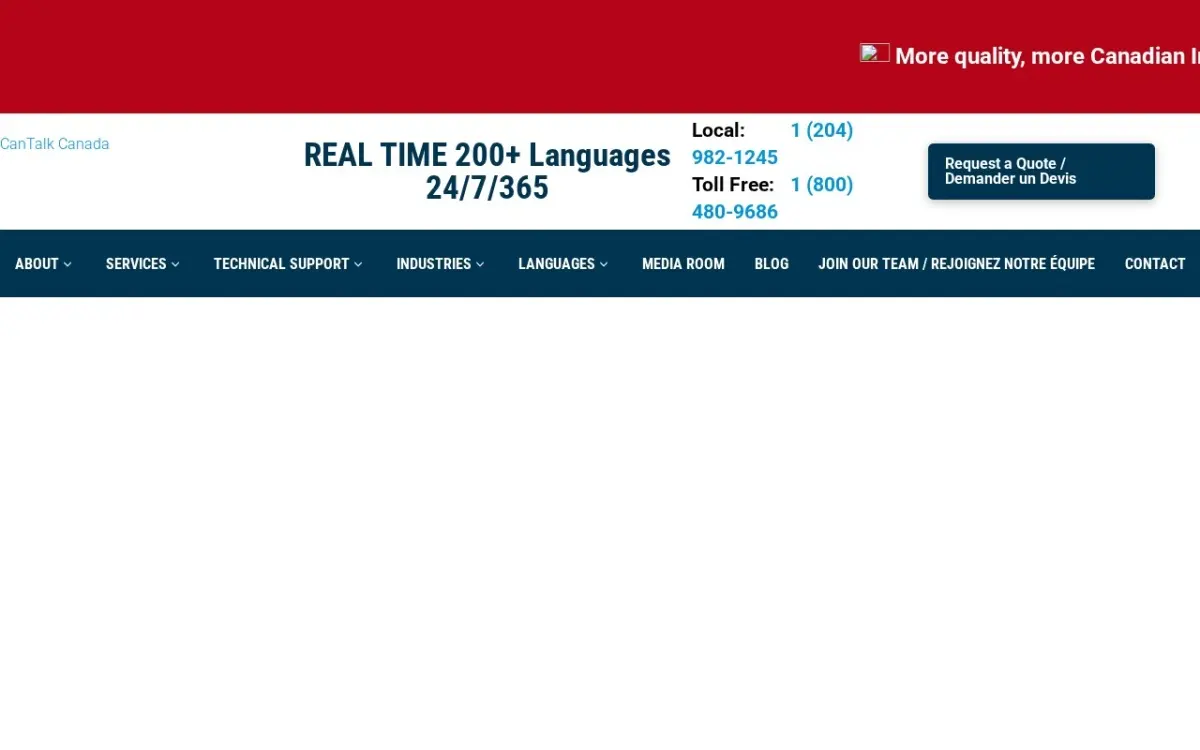 The CanTalk Canada website as built
