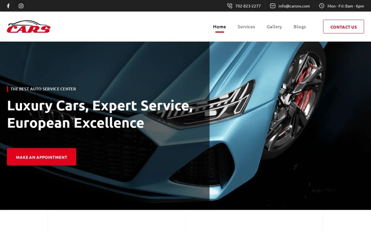 The Reliable & Expert European Auto Service in Las Vegas website as built