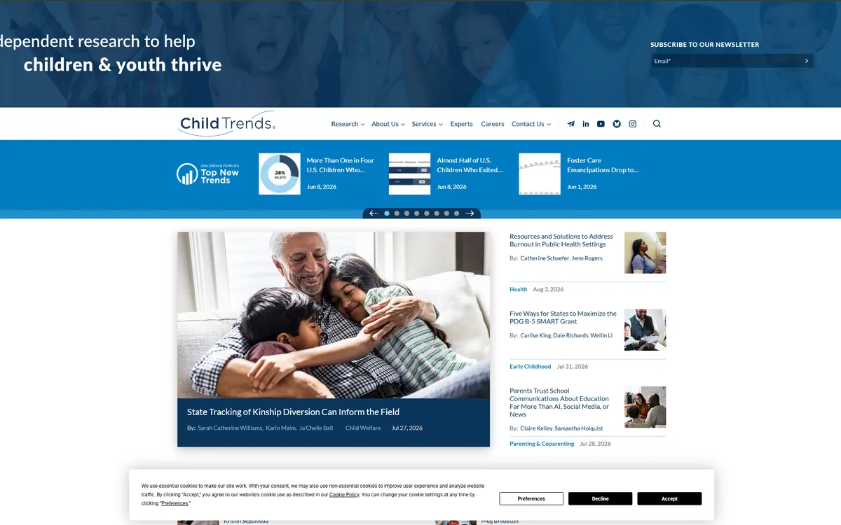 The Childtrends website as built