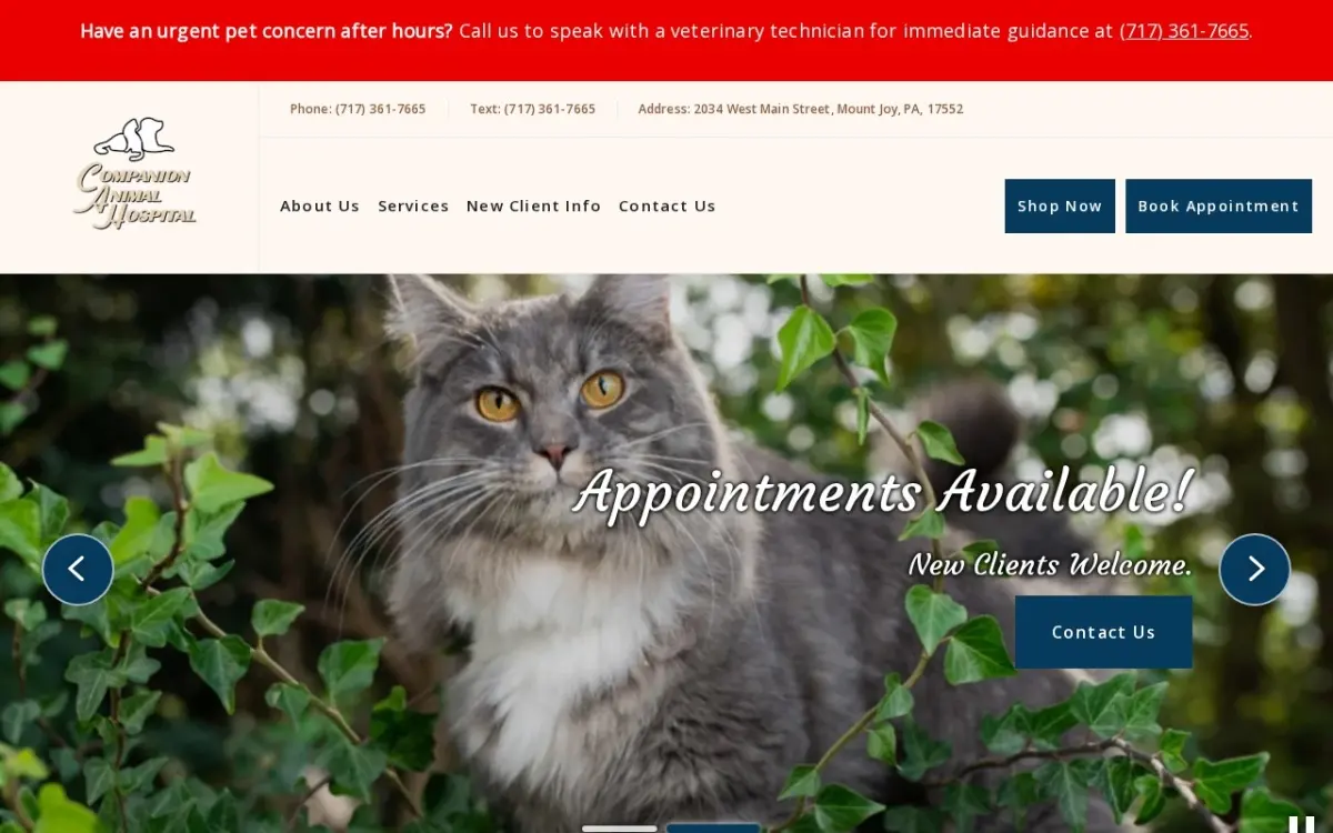 The Animal Hospital in Mount Joy, PA website as built