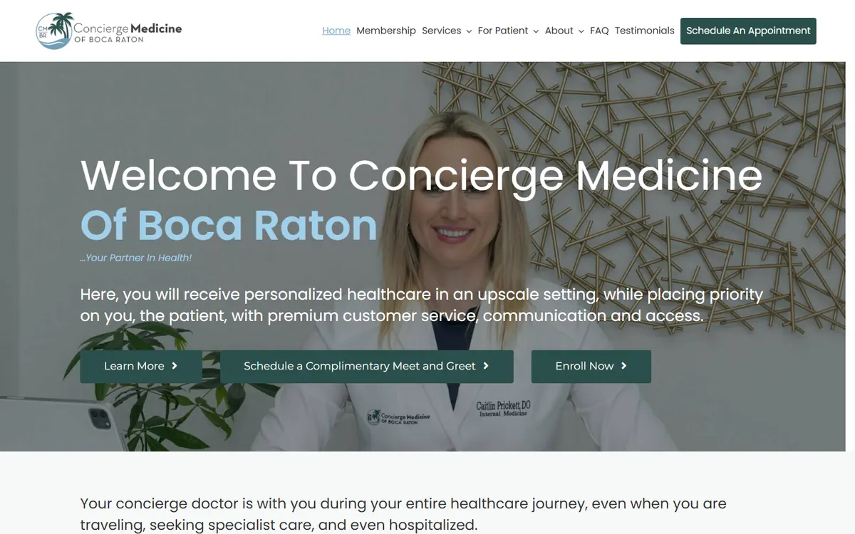 The Conciergemedicineofbocaraton website as built