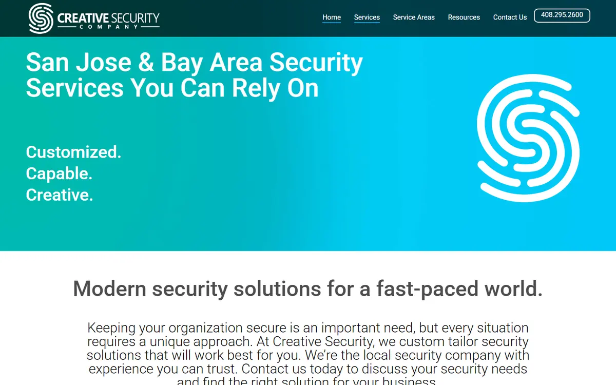 The Creative Security website as built