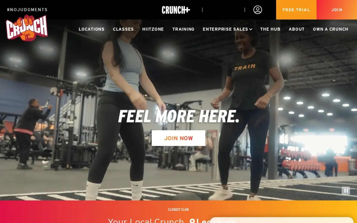 The Crunch Fitness website as built