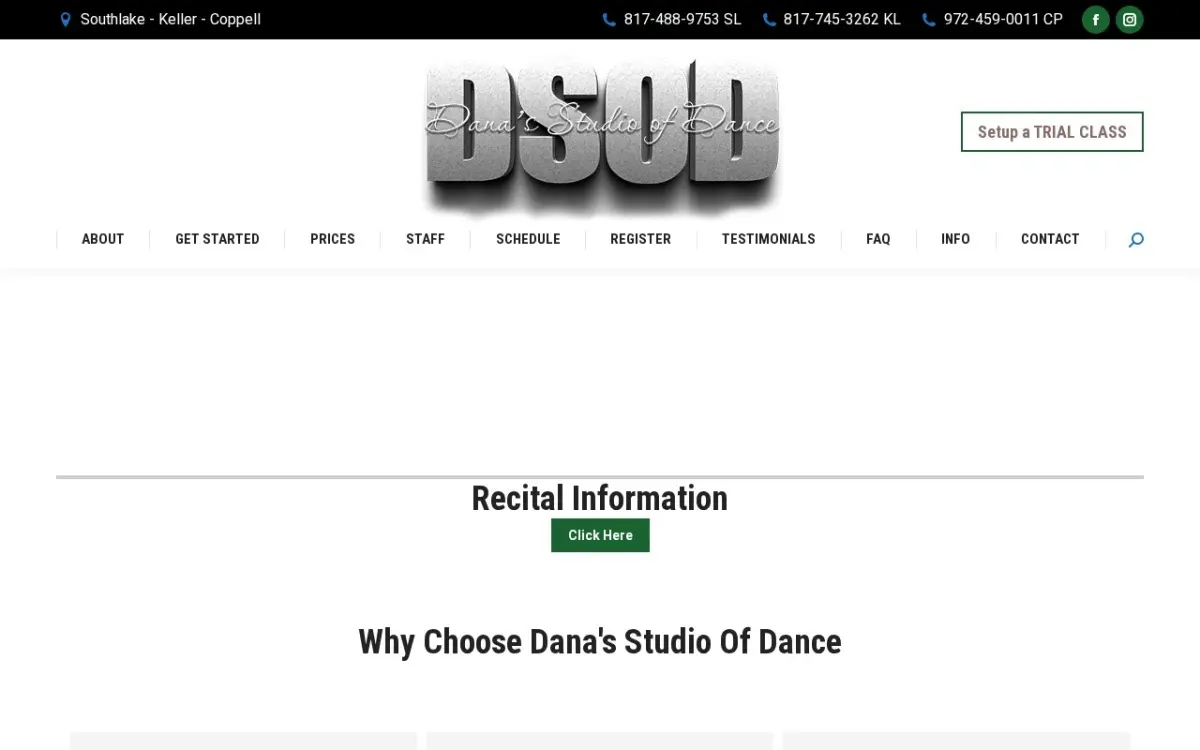The DSOD Dana's Studio Of Dance website as built