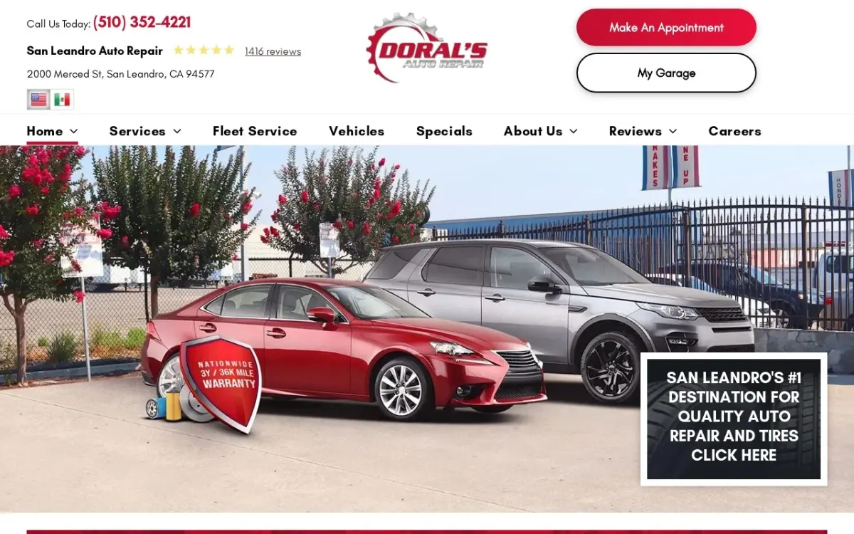 The Doral's Auto Repair website as built