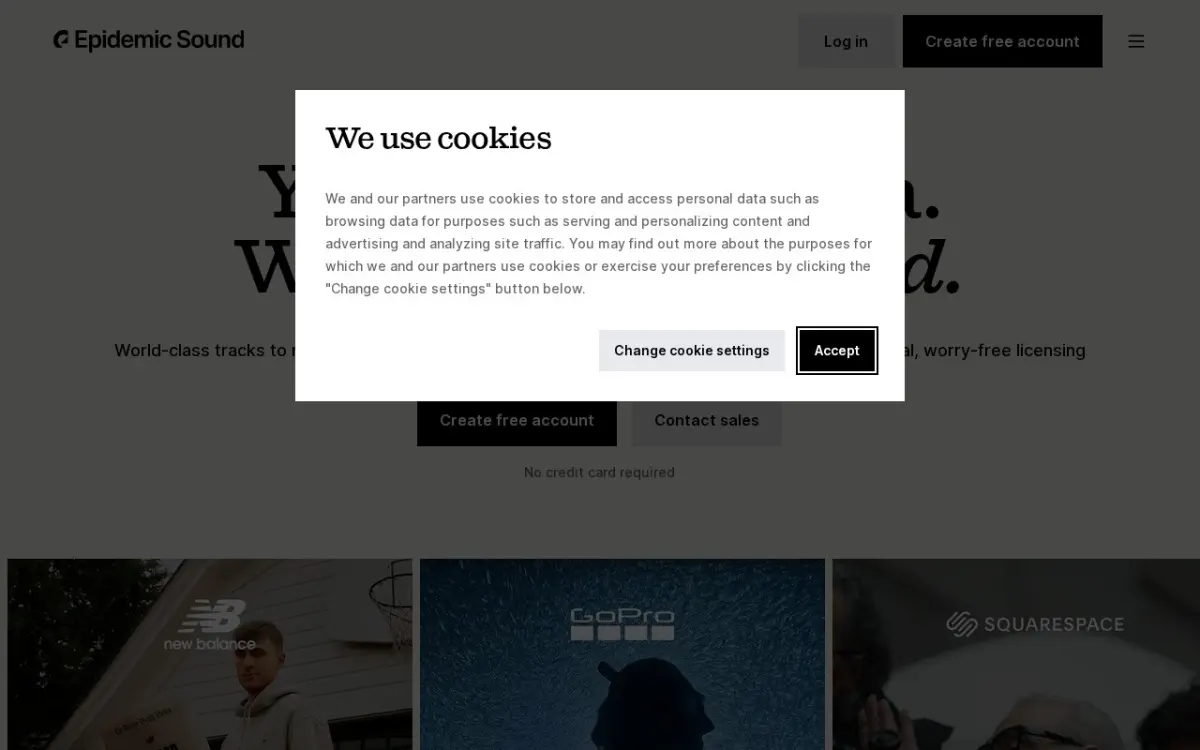 The Epidemic Sound website as built