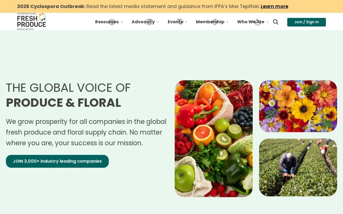The International Fresh Produce Association website as built