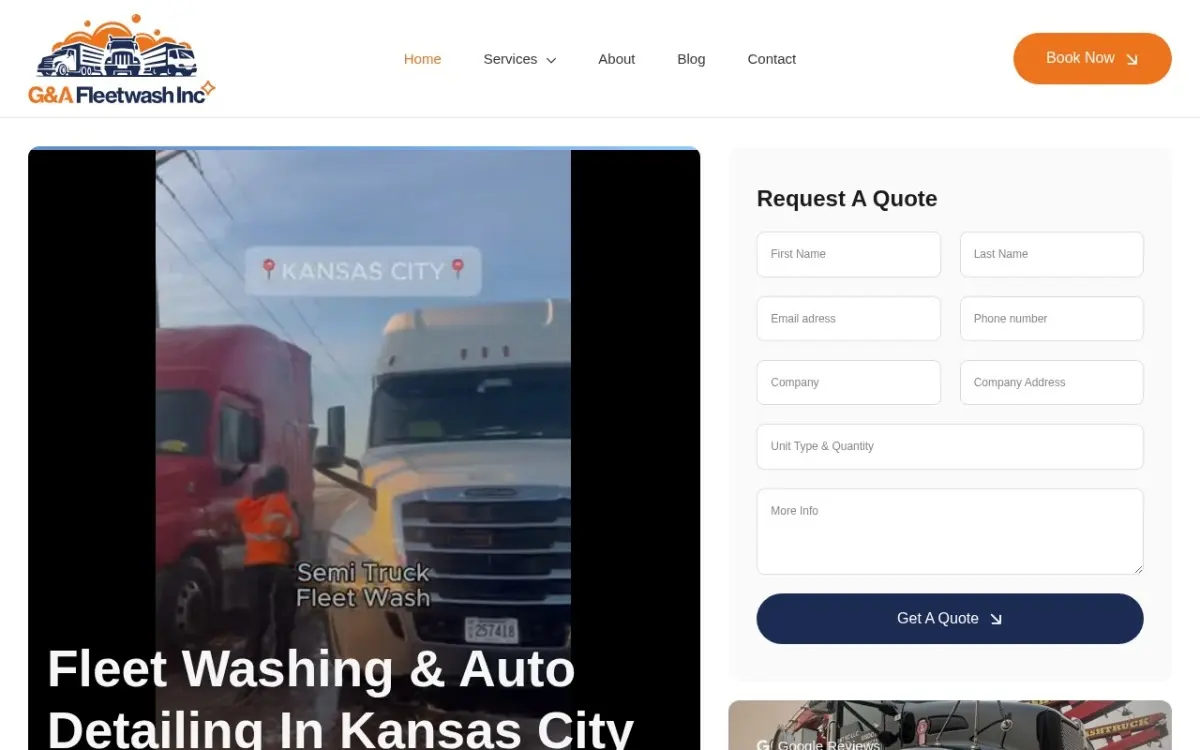 The Mobile Fleet Washing & Auto Detailing Experts website as built