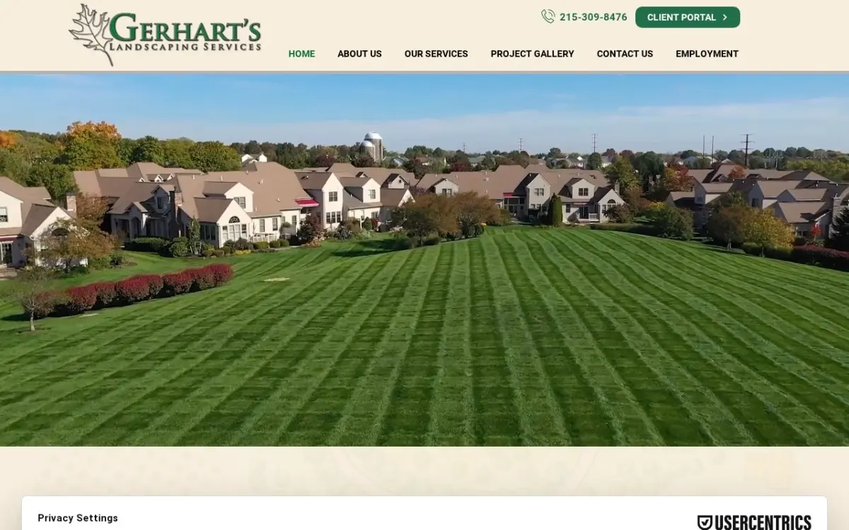 The Gerhart's Landscaping website as built