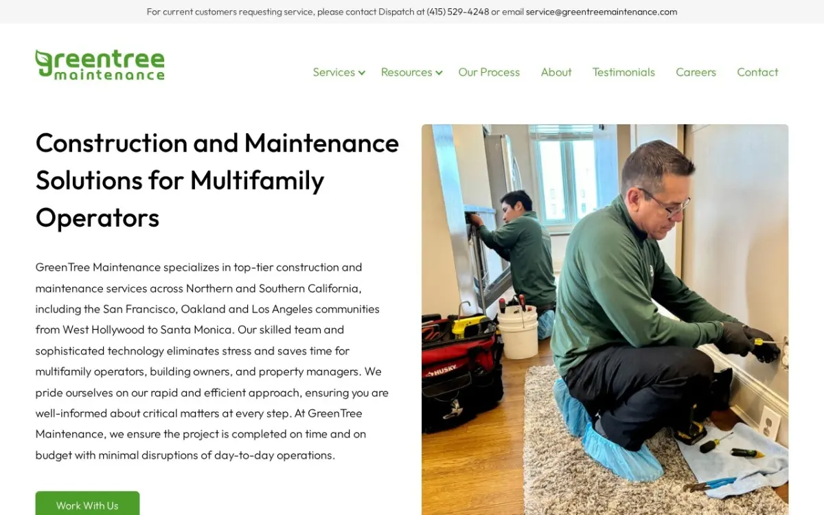 The GreenTree Maintenance website as built