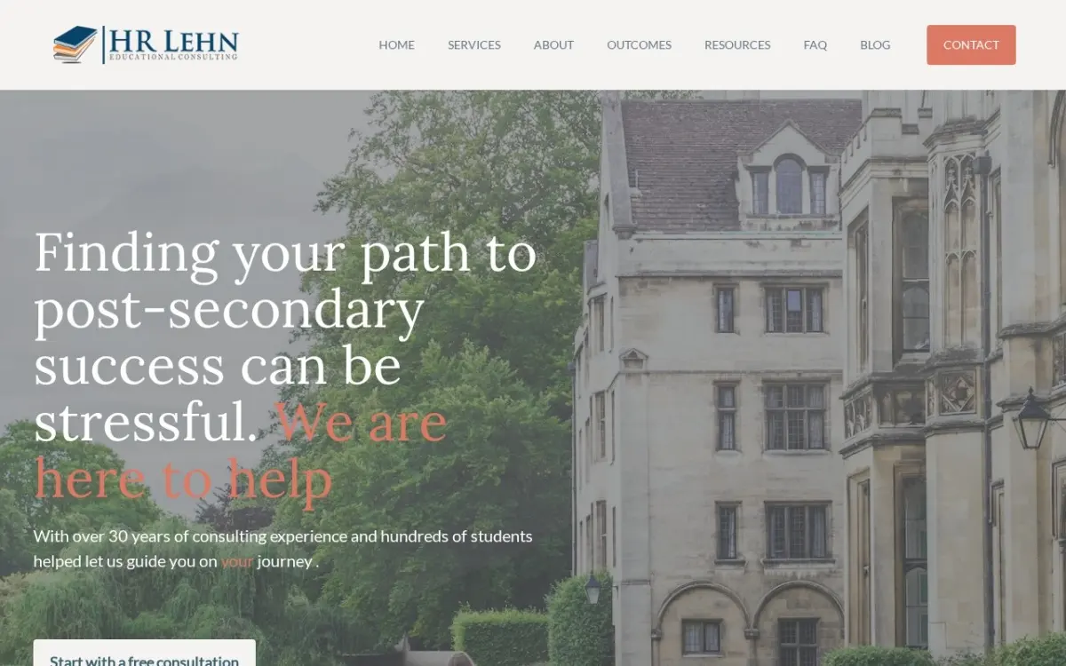 The HR Lehn Educational Consulting website as built