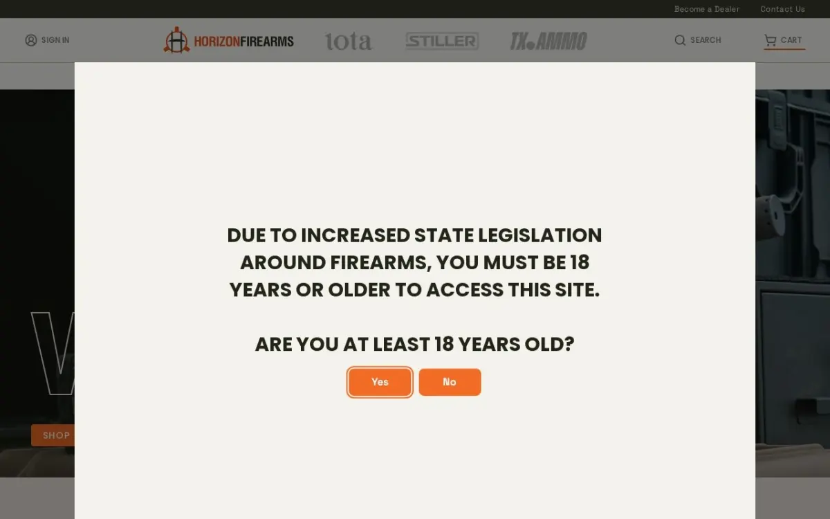 The Horizon Firearms website as built