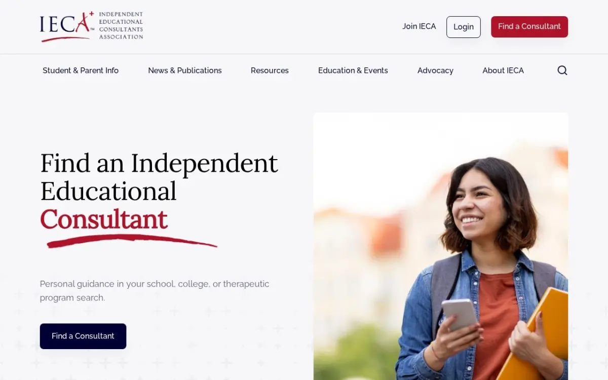 The Independent Educational Consultants Association website as built