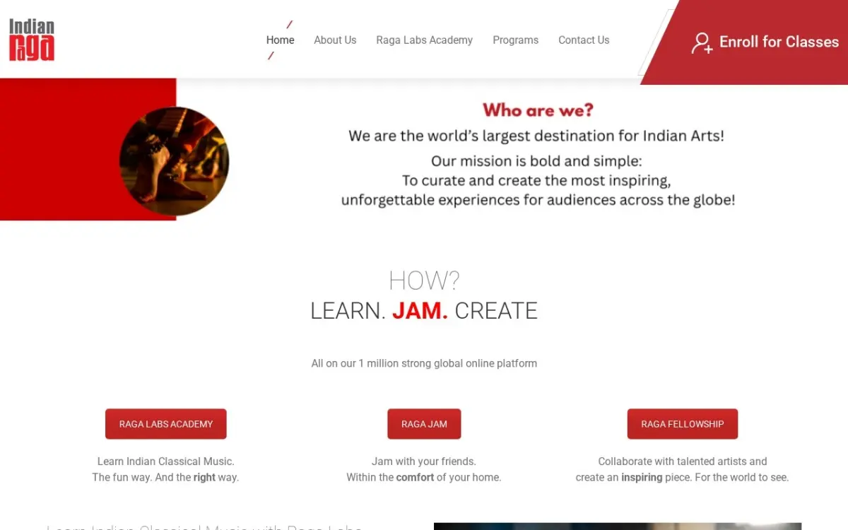 The IndianRaga website as built