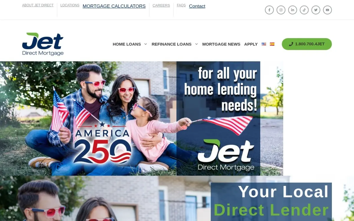 The Jet Direct Mortgage website as built