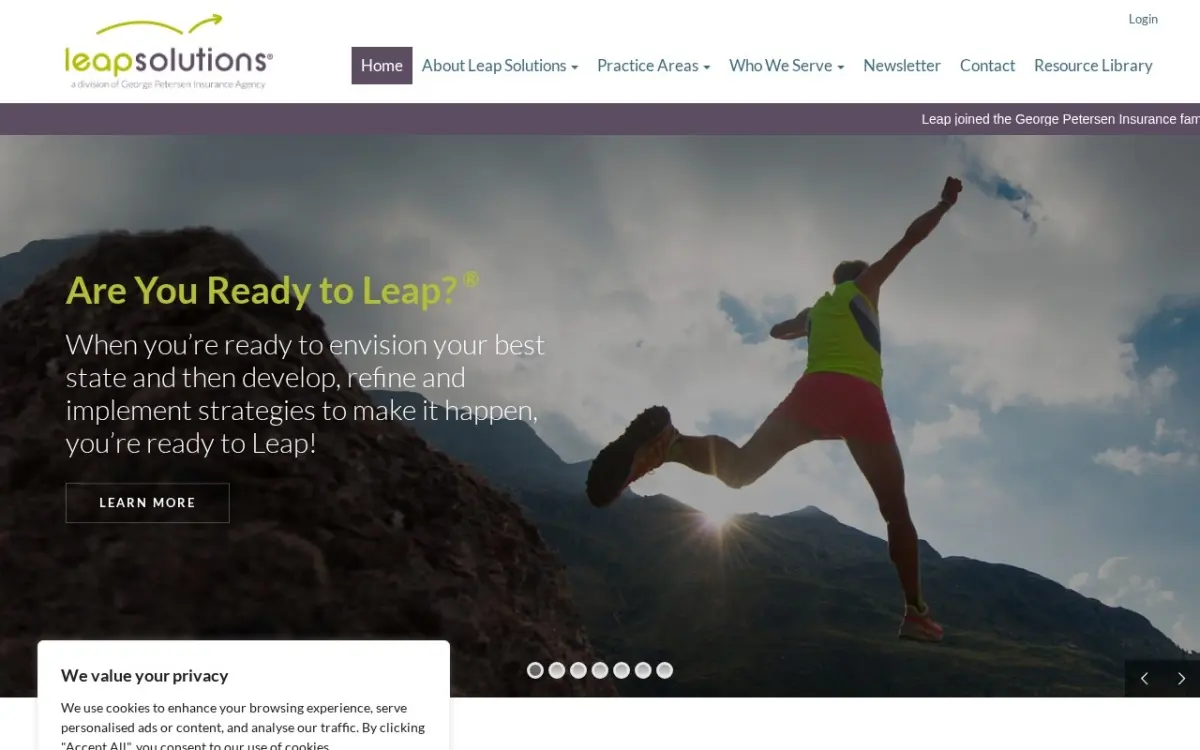 The Leap Solutions website as built