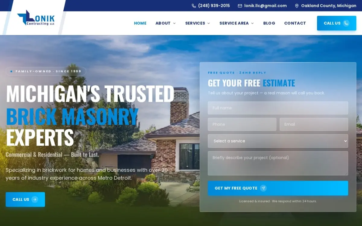 The Lonik Contracting website as built